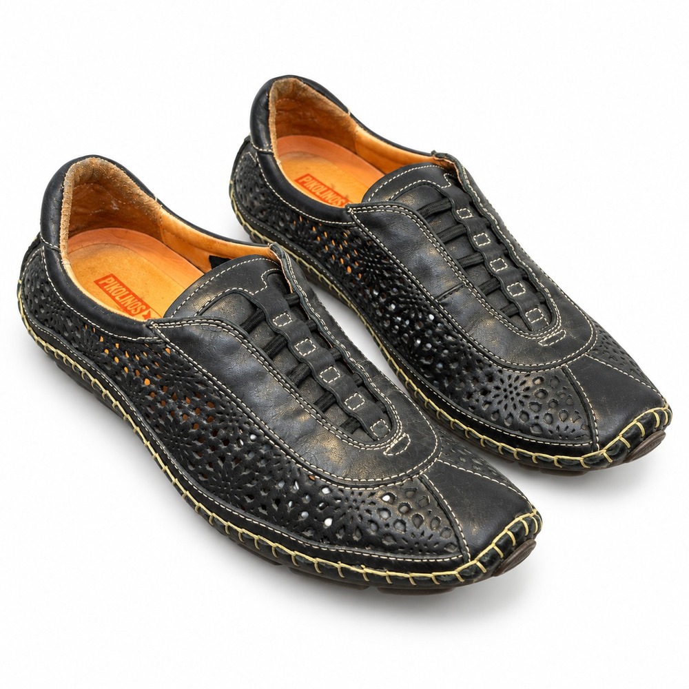 Pikolinos Black Perforated Leather Loafers Slip on Shoes Womens Size 37 US 6.5-7